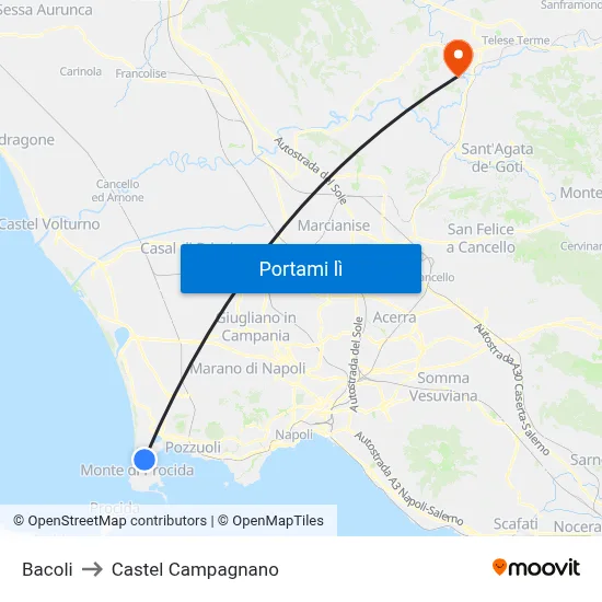 Bacoli to Castel Campagnano map