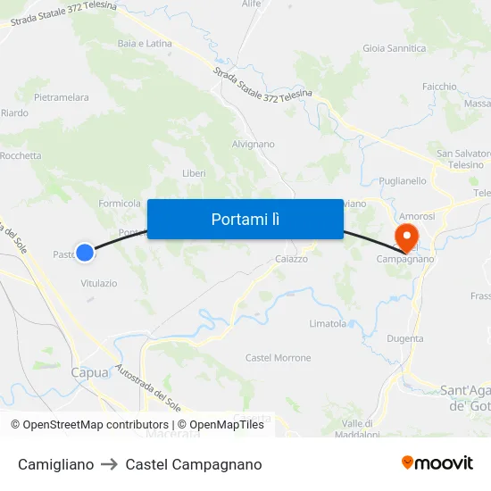 Camigliano to Castel Campagnano map