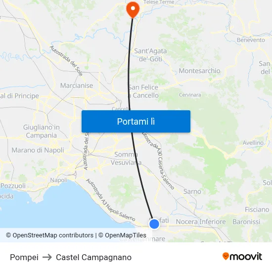 Pompei to Castel Campagnano map
