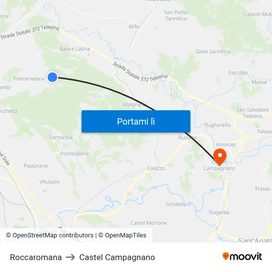 Roccaromana to Castel Campagnano map