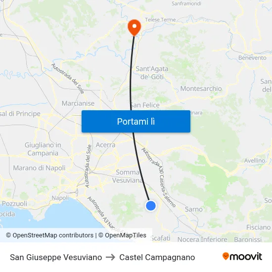 San Giuseppe Vesuviano to Castel Campagnano map