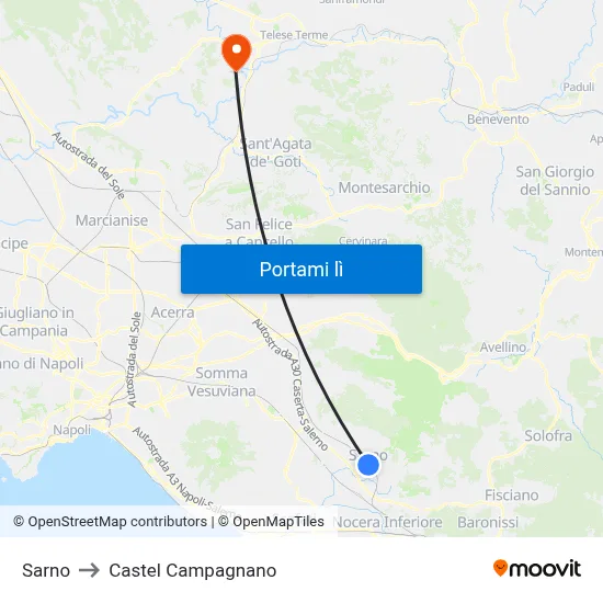 Sarno to Castel Campagnano map