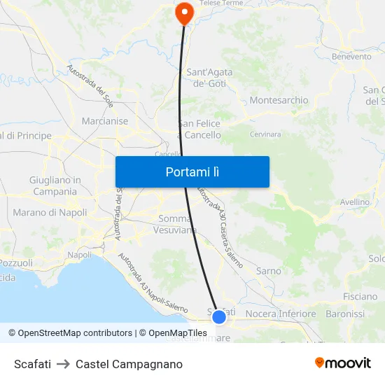 Scafati to Castel Campagnano map
