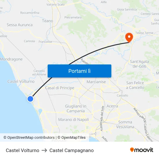 Castel Volturno to Castel Campagnano map