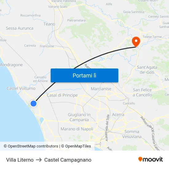 Villa Literno to Castel Campagnano map