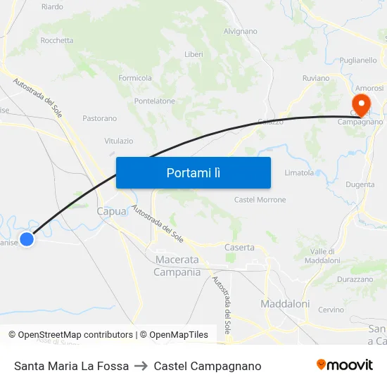 Santa Maria La Fossa to Castel Campagnano map