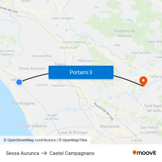 Sessa Aurunca to Castel Campagnano map