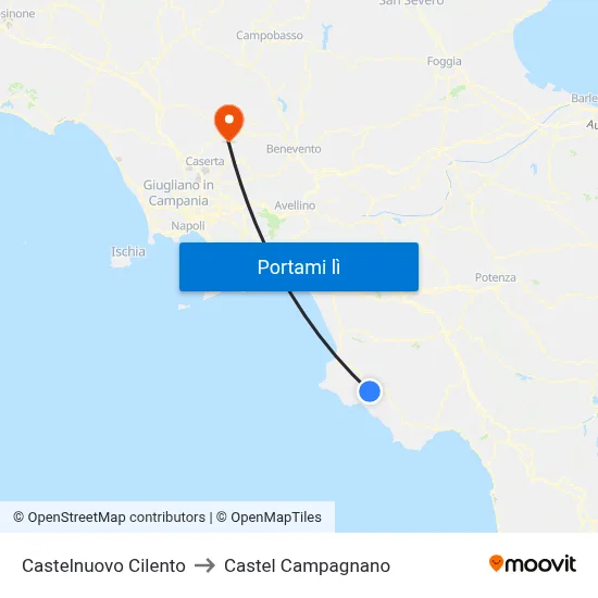 Castelnuovo Cilento to Castel Campagnano map