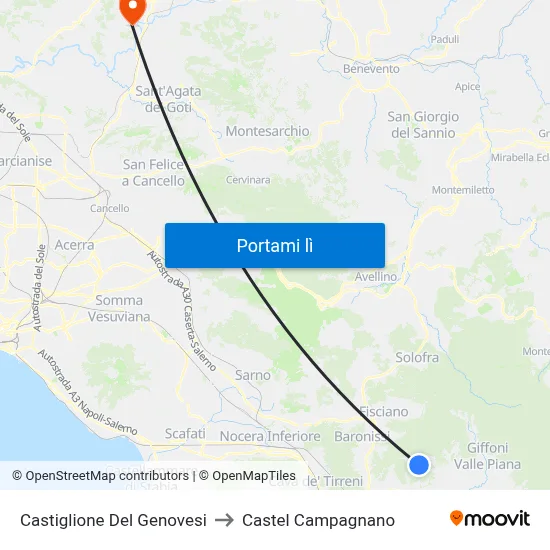 Castiglione Del Genovesi to Castel Campagnano map