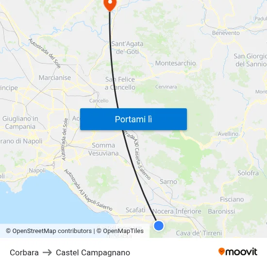 Corbara to Castel Campagnano map