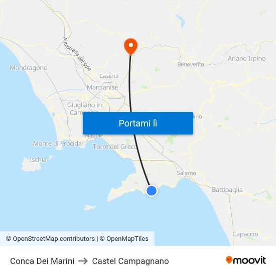 Conca Dei Marini to Castel Campagnano map