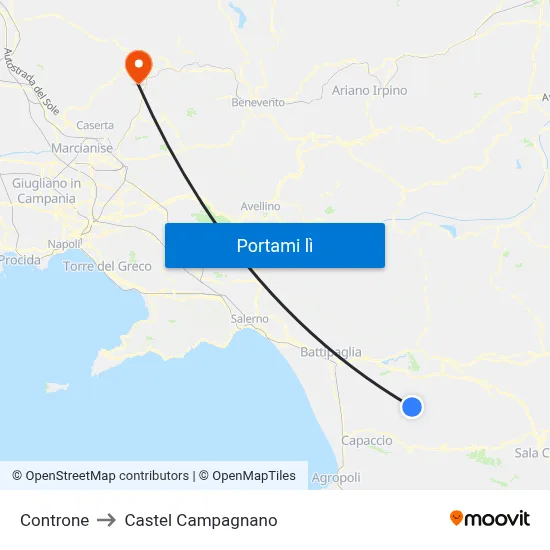Controne to Castel Campagnano map