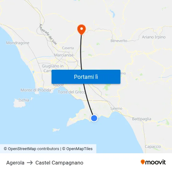 Agerola to Castel Campagnano map