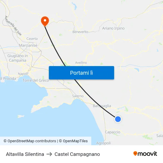 Altavilla Silentina to Castel Campagnano map