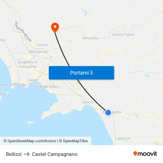 Bellizzi to Castel Campagnano map