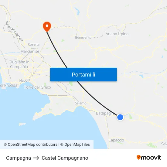 Campagna to Castel Campagnano map