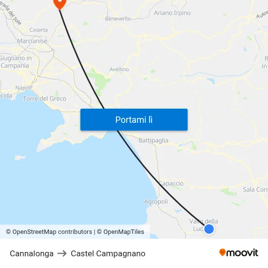 Cannalonga to Castel Campagnano map