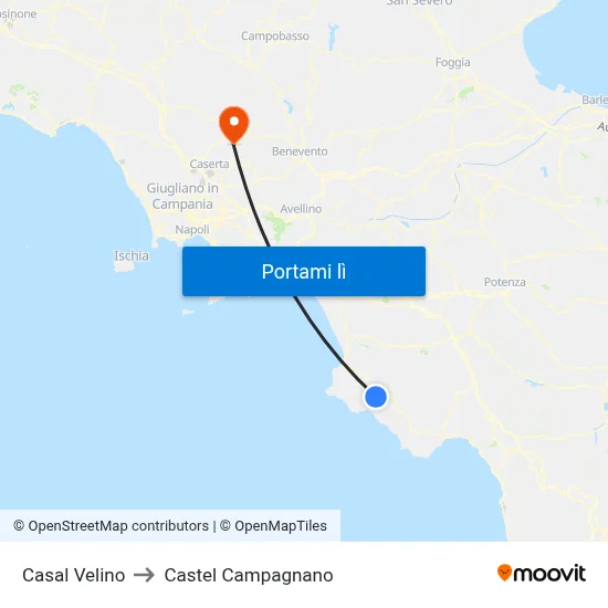 Casal Velino to Castel Campagnano map