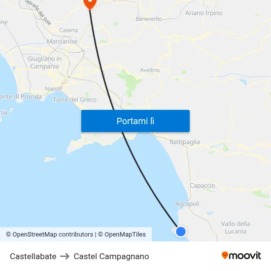 Castellabate to Castel Campagnano map