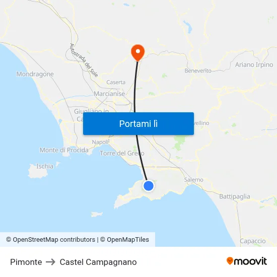 Pimonte to Castel Campagnano map