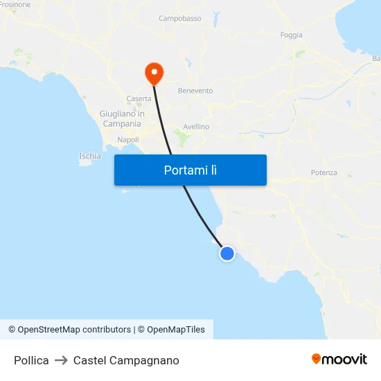 Pollica to Castel Campagnano map