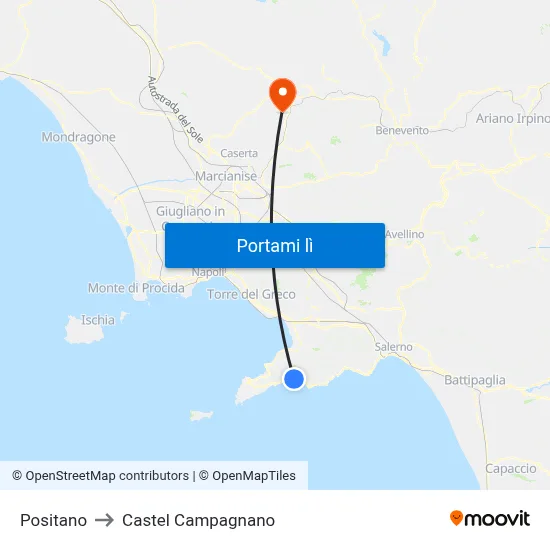 Positano to Castel Campagnano map