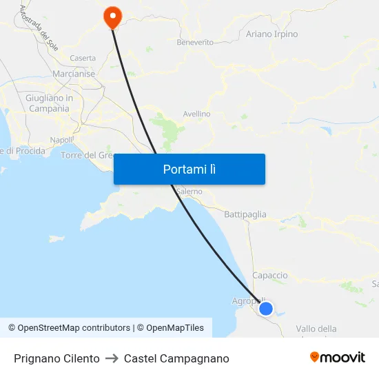 Prignano Cilento to Castel Campagnano map
