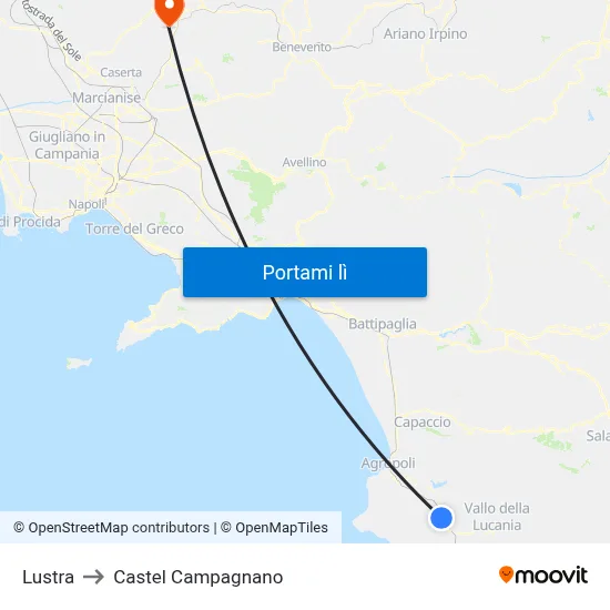Lustra to Castel Campagnano map