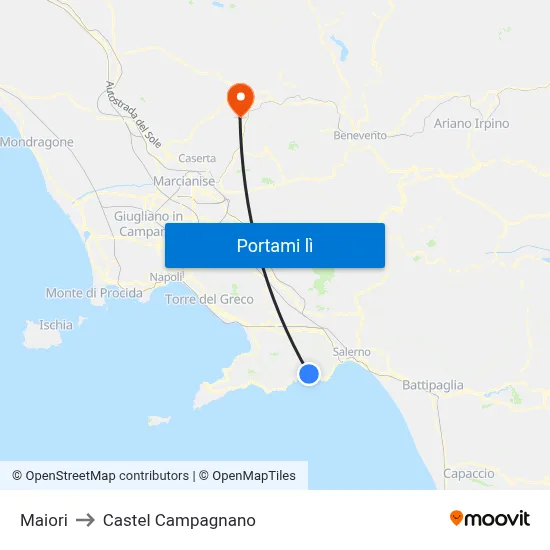 Maiori to Castel Campagnano map