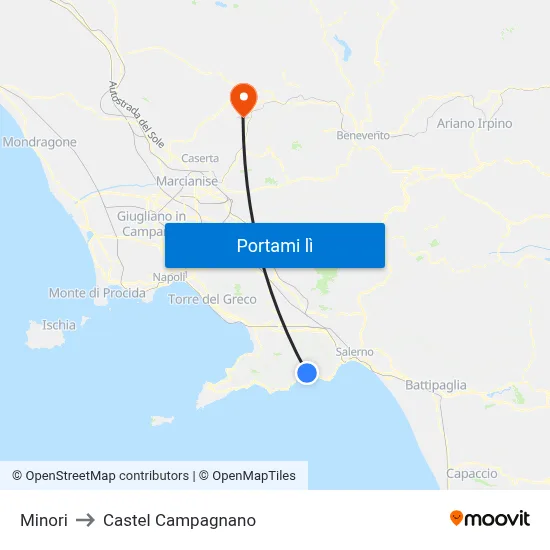 Minori to Castel Campagnano map