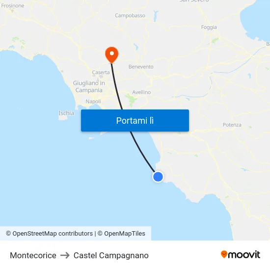 Montecorice to Castel Campagnano map