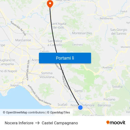 Nocera Inferiore to Castel Campagnano map