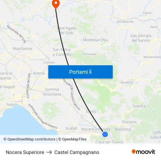 Nocera Superiore to Castel Campagnano map