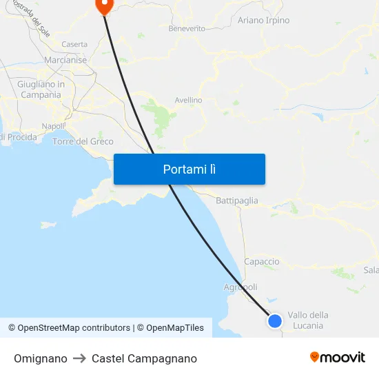 Omignano to Castel Campagnano map