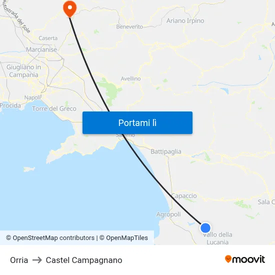 Orria to Castel Campagnano map