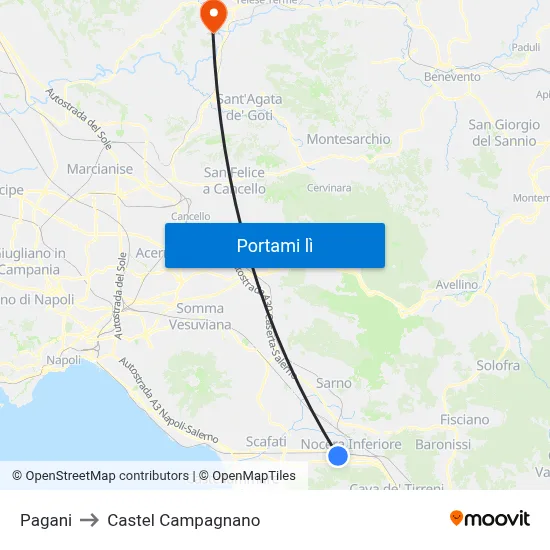 Pagani to Castel Campagnano map