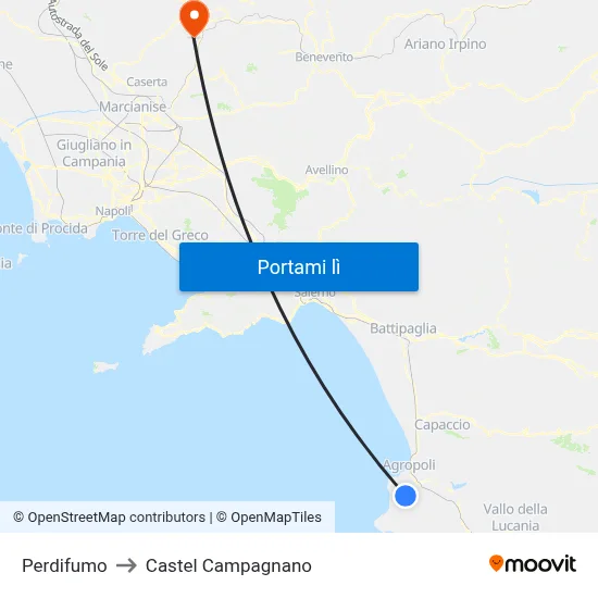 Perdifumo to Castel Campagnano map
