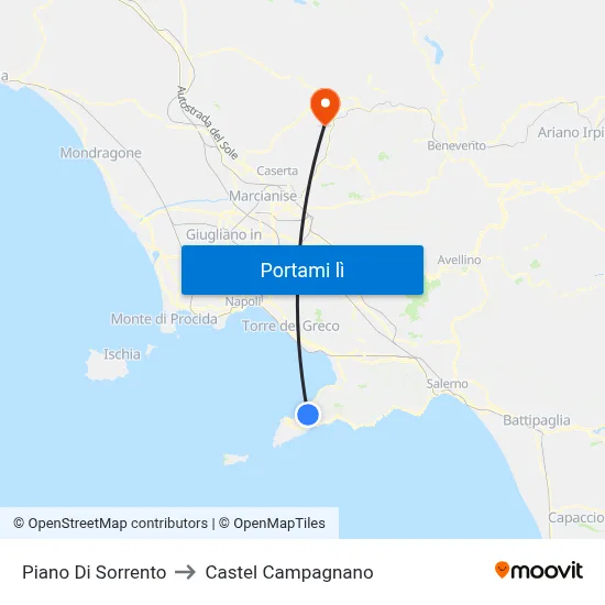 Piano Di Sorrento to Castel Campagnano map