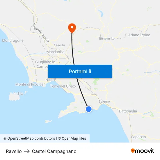 Ravello to Castel Campagnano map