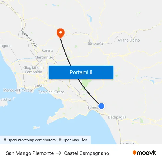 San Mango Piemonte to Castel Campagnano map