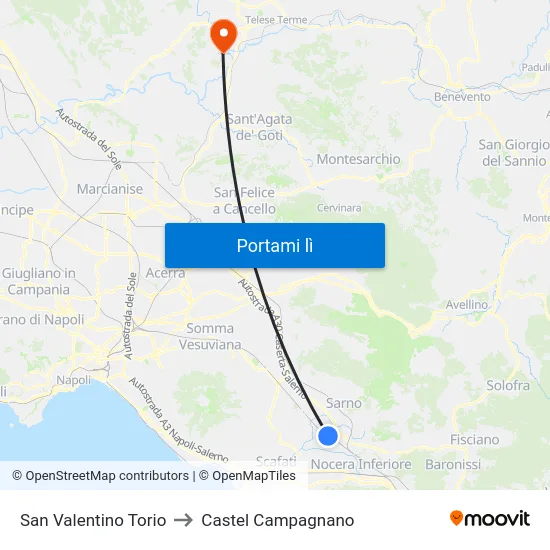 San Valentino Torio to Castel Campagnano map