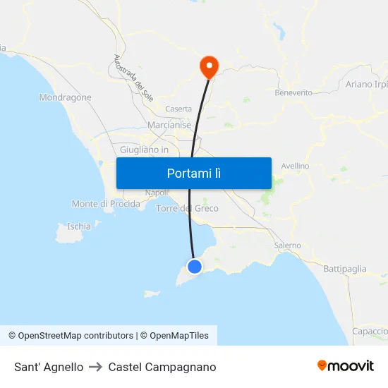 Sant' Agnello to Castel Campagnano map