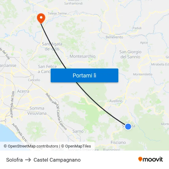 Solofra to Castel Campagnano map