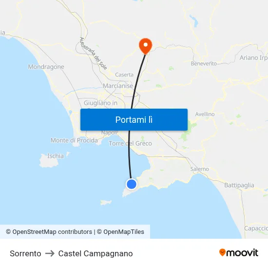 Sorrento to Castel Campagnano map