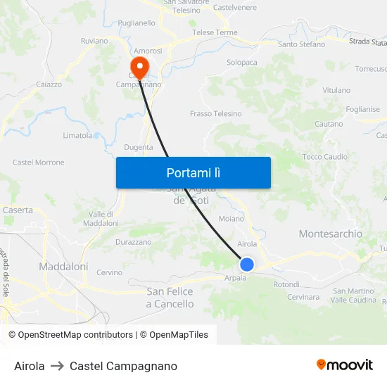 Airola to Castel Campagnano map