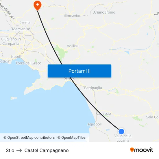 Stio to Castel Campagnano map
