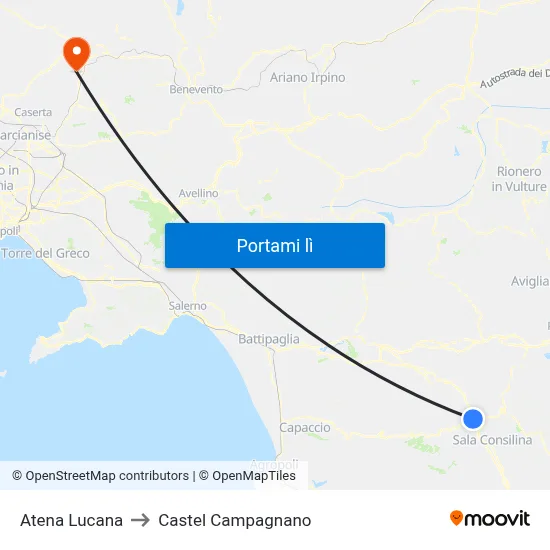 Atena Lucana to Castel Campagnano map