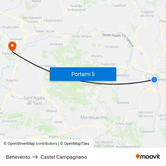 Benevento to Castel Campagnano map