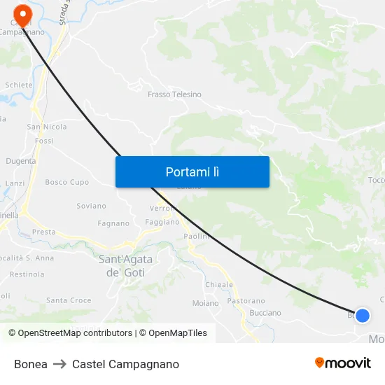Bonea to Castel Campagnano map