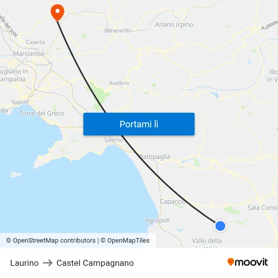 Laurino to Castel Campagnano map